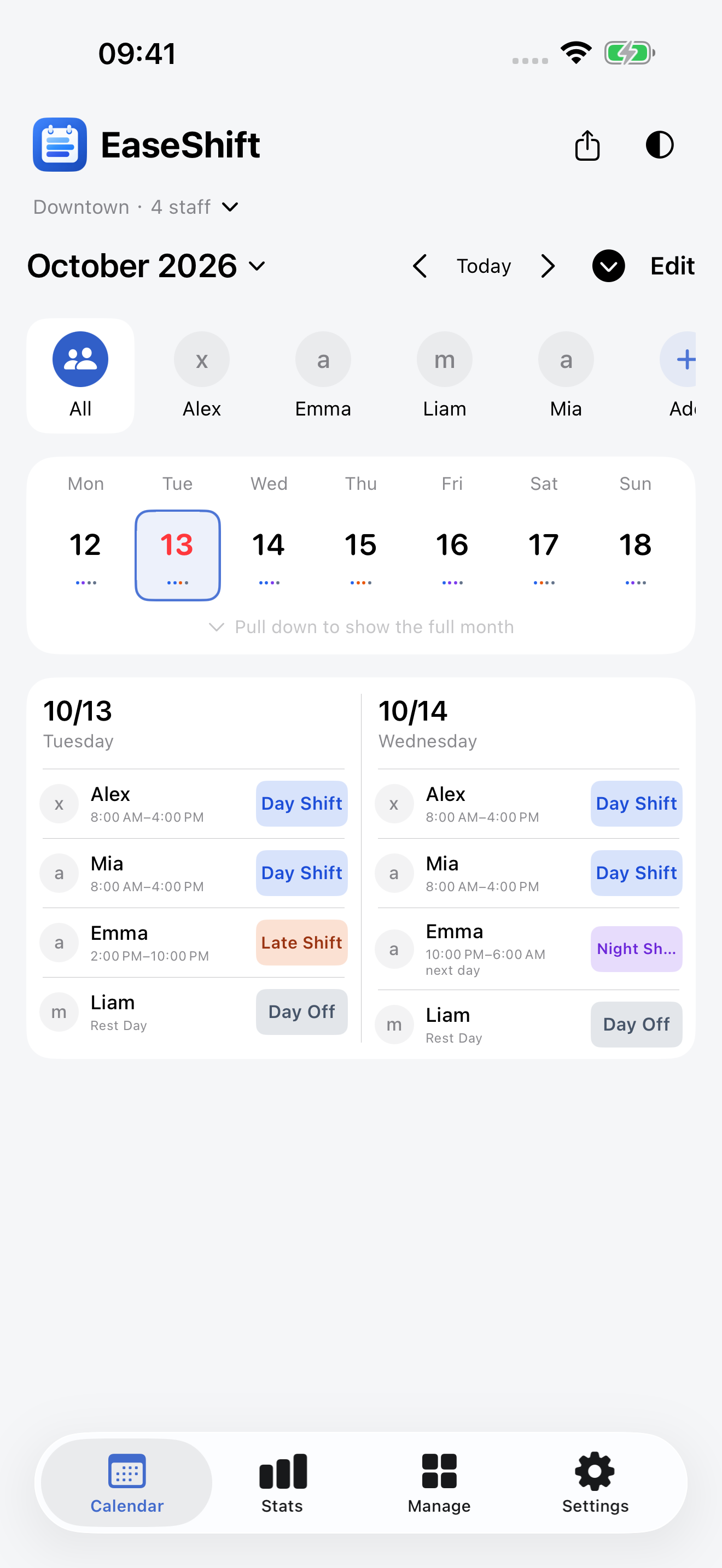 Employee calendar