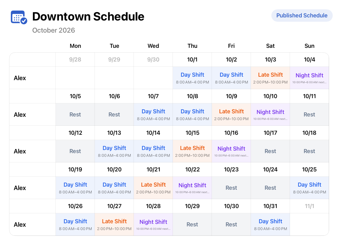 Schedule sharing