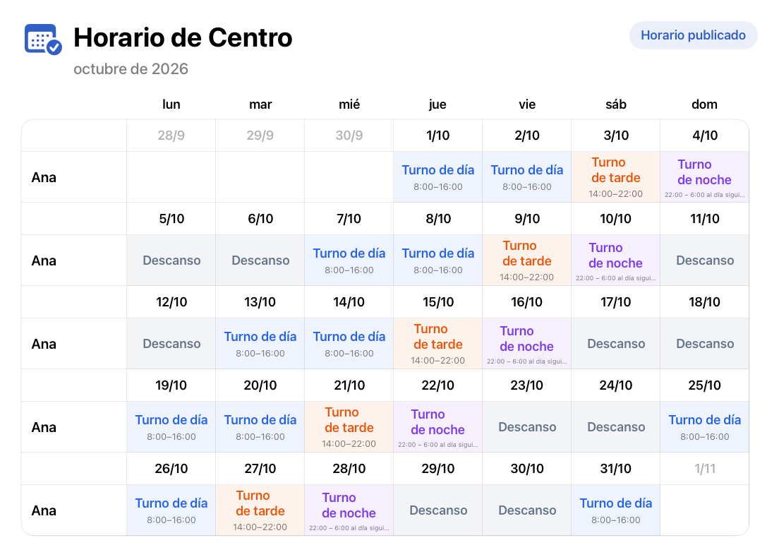 Compartir horarios