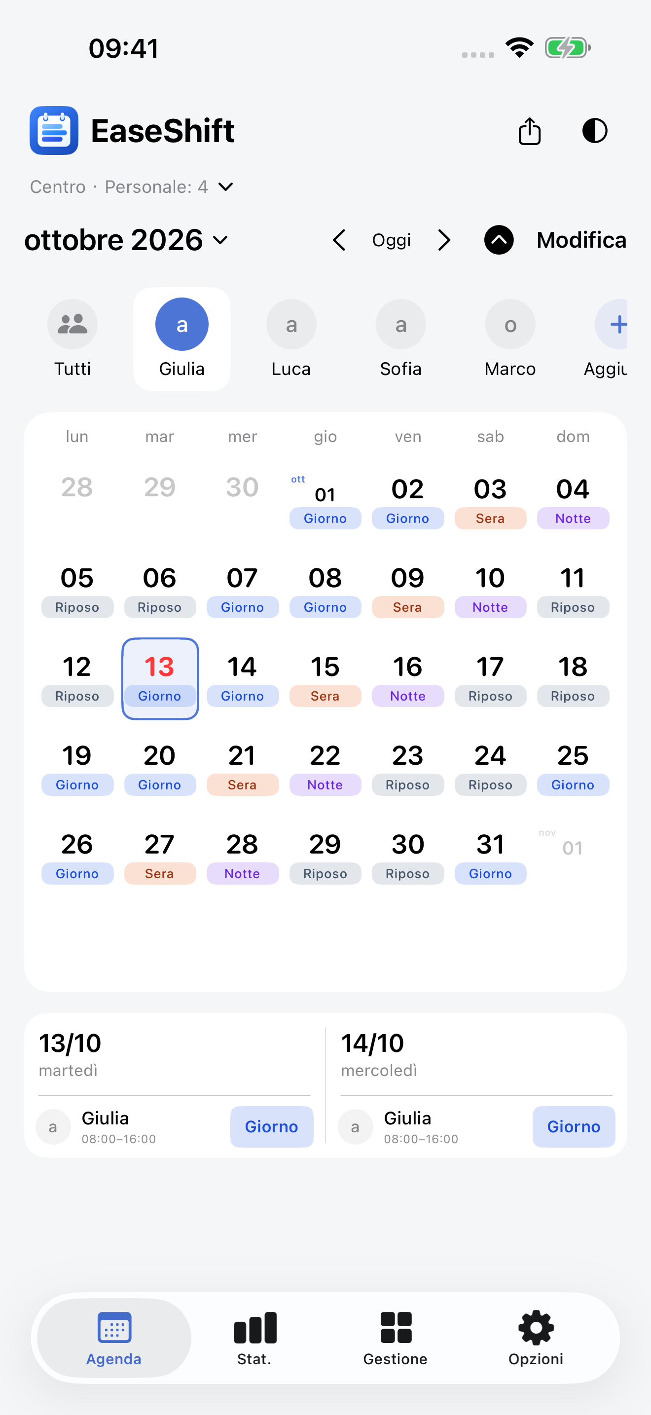 Calendario del dipendente