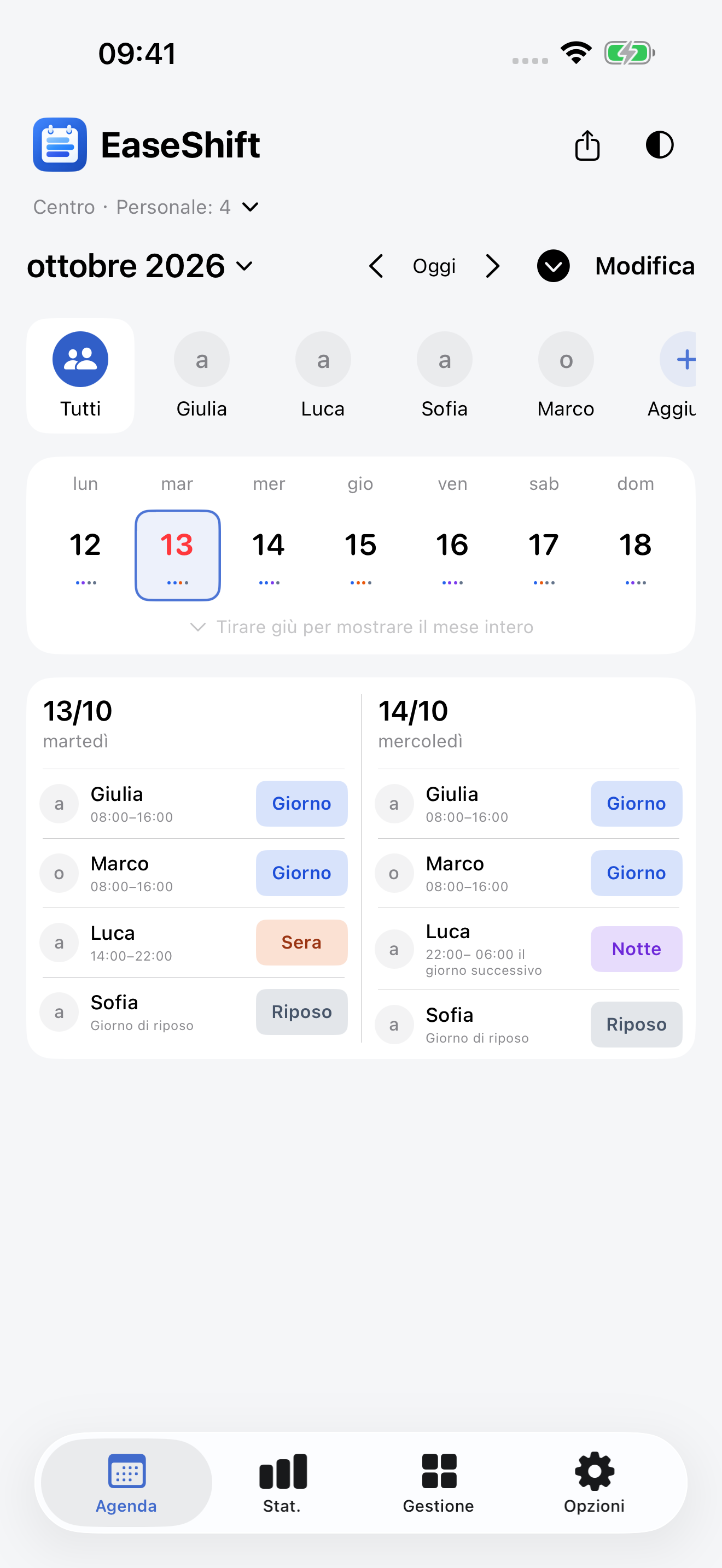 Calendario del dipendente