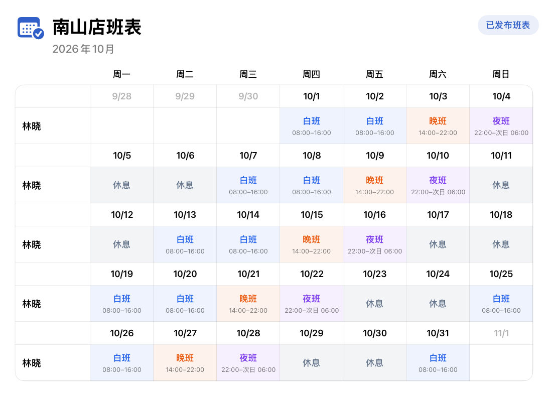 班表分享